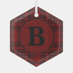 ADORNO DE CRISTAL PLAID A CUADROS ROJO ESTILO FARMHOUSE  