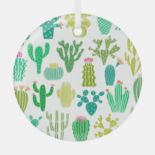 Adorno De Cristal Planta de cactus: conjunto floral vintage.