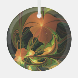 Adorno De Cristal Planta de fantasía Resumen Fractal Verde Rust Brow