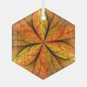 Adorno De Cristal Planta de otoño, hoja de arte fractal abstracta mo