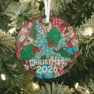 Adorno De Cristal Plato de Galletas de Azúcar de Navidad Decoradas y