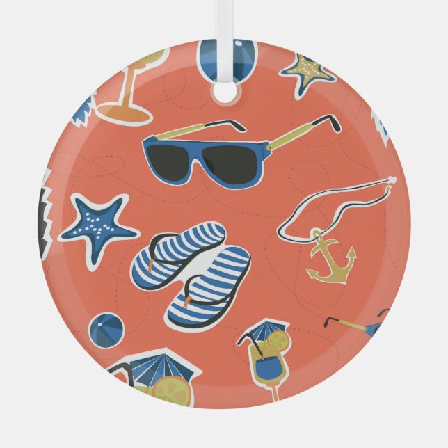 Adorno De Cristal Playa de Verano: Relajante Patrón Sin Mar. (Anverso)