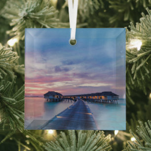 Adorno De Cristal Playas tropicales Bungalows Maldivas