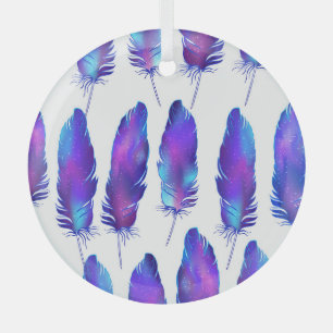Adorno De Cristal Plumas con textura espacial, patrón mágico.