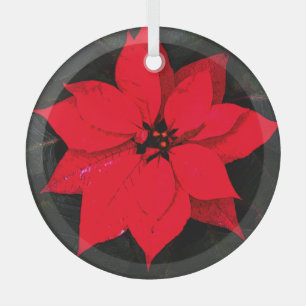 Adorno De Cristal Poinsettia 6078