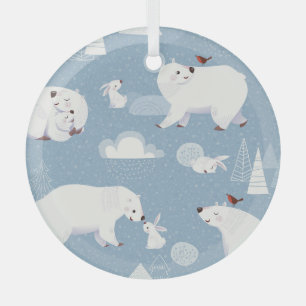 Adorno De Cristal Polar Bears Winter Vintage