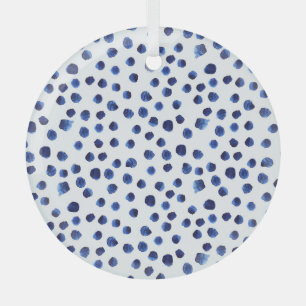 Adorno De Cristal Polka Azul: Punto acuarela sin inconvenientes.