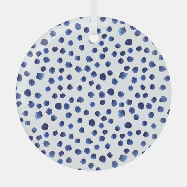 Adorno De Cristal Polka Azul: Punto acuarela sin inconvenientes. (Anverso)