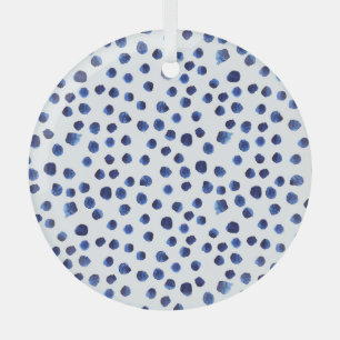 Adorno De Cristal Polka Azul: Punto acuarela sin inconvenientes.