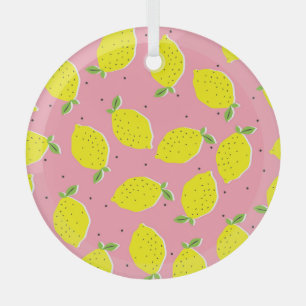 Adorno De Cristal Polka rosa caótica de los lémulos: patrón cítrico