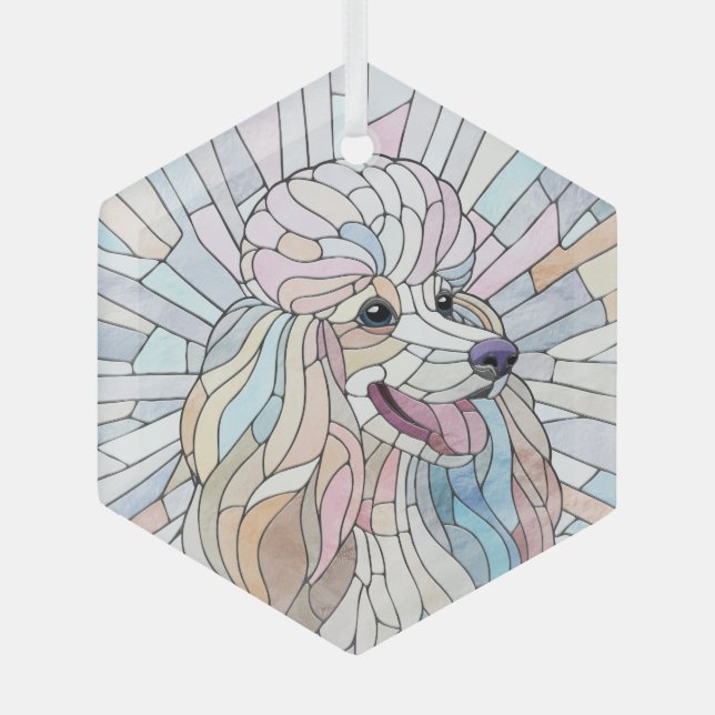 Adorno De Cristal Poodle - arte en mosaico pastel (Anverso)