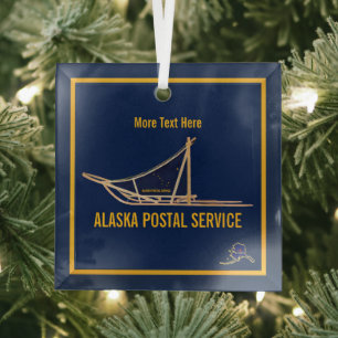 Adorno De Cristal Portadora postal de Alaska Dog Sled