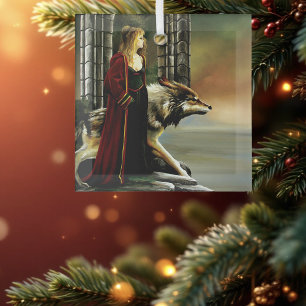 Adorno De Cristal Portal de Piedra de la Guardiana Loba Hechicera Mí