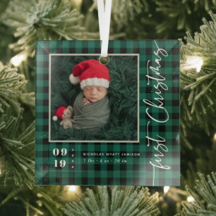Adorno De Cristal Primer guión de Navidad para bebé Estadísticas de