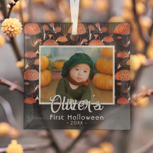 Adorno De Cristal Primer Naranja de Halloween Mushroom Fall