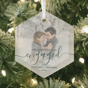 Adorno De Cristal Primer Navidad comprometidos Foto personalizada Es