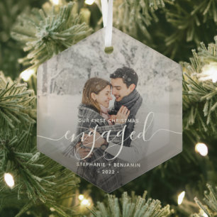 Adorno De Cristal Primer Navidad comprometidos Foto personalizada Es