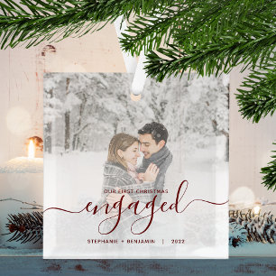 Adorno De Cristal Primer Navidad comprometidos Foto personalizada Es