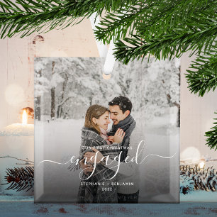 Adorno De Cristal Primer Navidad comprometidos Foto personalizada Es