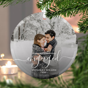 Adorno De Cristal Primer Navidad comprometidos Foto personalizada Es
