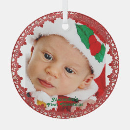 Adorno De Cristal Primer Navidad del bebé nombre personalizado foto 