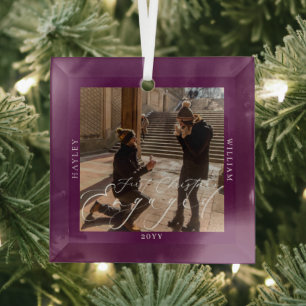Adorno De Cristal Primer Pluma de Fotos Comprometida de Navidad