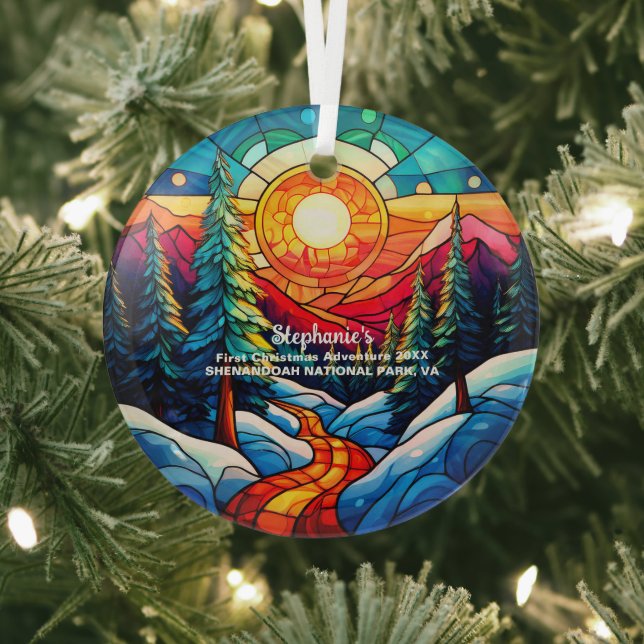 Adorno De Cristal Primera aventura navideña Shenandoah Virginia Hike (in situ)