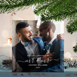 Adorno De Cristal Primera Navidad como Sr y Sr Recuerdo LGBTQ