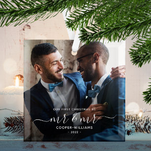 Adorno De Cristal Primera Navidad como Sr y Sr Recuerdo LGBTQ