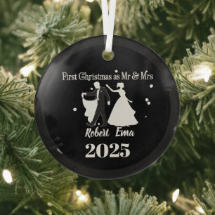 Adorno De Cristal Primera Navidad como Sr. y Sra. 2025 Personalizado