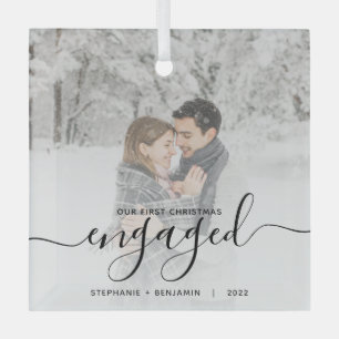 Adorno De Cristal Primera Navidad comprometidos Foto personalizada E