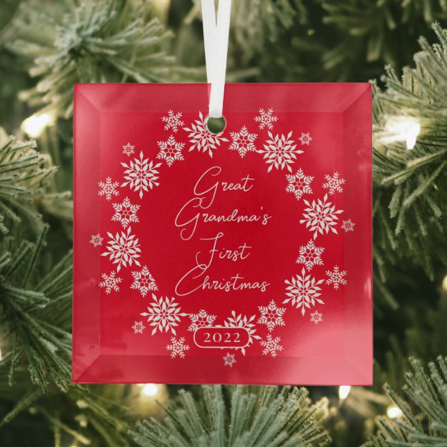 Adorno De Cristal Primera Navidad de la Gran Abuela con copos de nie (in situ)