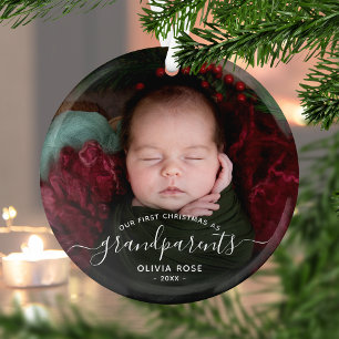 Adorno De Cristal Primera Navidad de los Abuelos Foto Escritura Blan