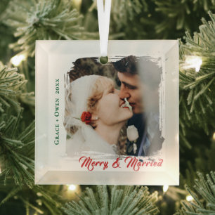 Adorno De Cristal Primera Navidad de Parejas Elegantes Felices y Cas