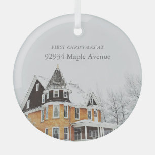 Adorno De Cristal Primera Navidad Dirección de Nueva Casa Foto Perso