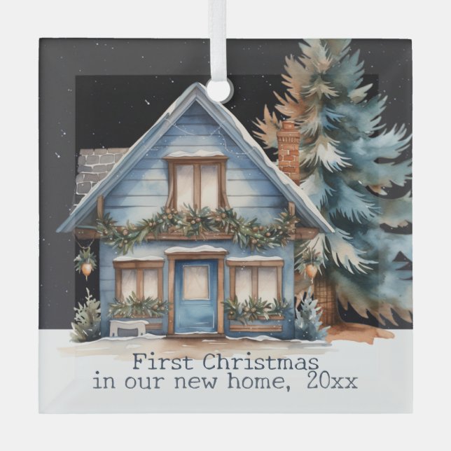 Adorno De Cristal Primera Navidad en nuestro nuevo hogar personaliza (Anverso)