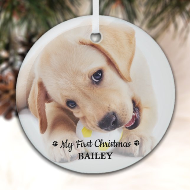 Adorno De Cristal Primera Navidad Mascota personalizada Perro fotogr (Subido por el creador)