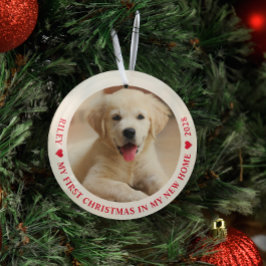 Adorno De Cristal Primera Navidad Nueva casa con foto de perro de ca