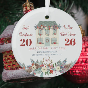 Adorno De Cristal Primera Navidad nueva casa familia rústica