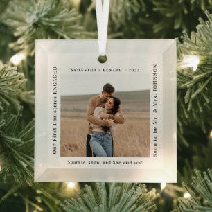Adorno De Cristal Primera Navidad Pareja Prometida Foto
