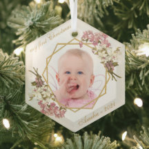 Primera niña bebé de Navidad Foto orquídeas rosada