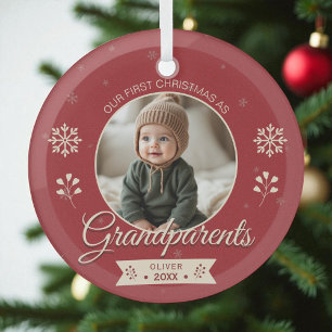 Adorno De Cristal Primeros abuelos de fotos de Navidad personalizado