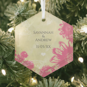 Adorno De Cristal Primeros Navidades de margarita rosa azul gerber d