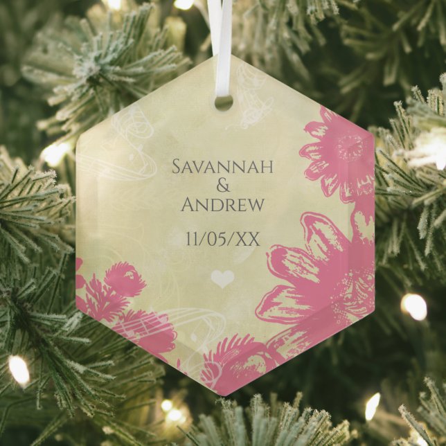 Adorno De Cristal Primeros Navidades de margarita rosa azul gerber d (in situ)