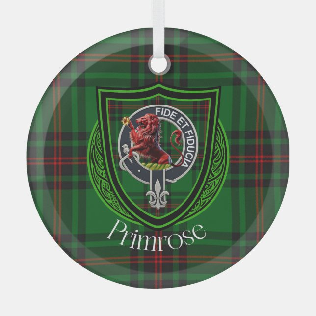 Adorno De Cristal Primrose Scottish Clan Tartan & Crest (Anverso)