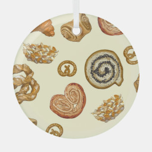 Adorno De Cristal Productos De Panadería: Vintage Seamless Pattern.