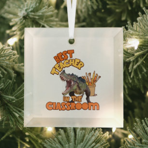 Adorno De Cristal Profesor de Arte de Dinosaurio Divertido Aula Crea