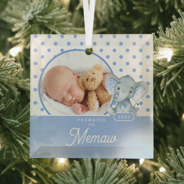 Adorno De Cristal Promocionado a Memaw Baby Photo (in situ)