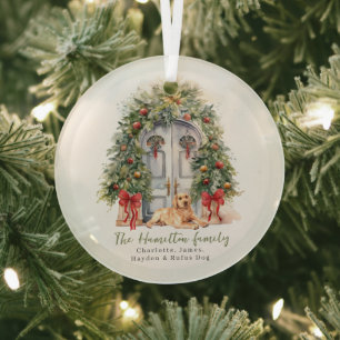 Adorno De Cristal Puerta Delantera Con Navidades Amarillos De Labrad