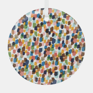 Adorno De Cristal Puntos de Polka: Pintura de manos multicolores.